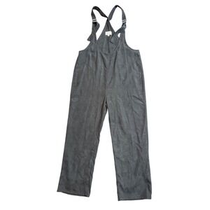 Mindy Maes Market Charcoal Grey Ribbed Wide‎ Leg Overalls WL23-7619 Woman's Sz M